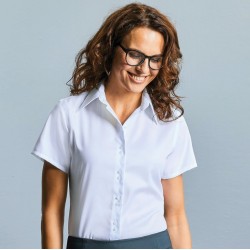 Chemise classique femme manches courtes en coton sans repassage, 120 g/m²