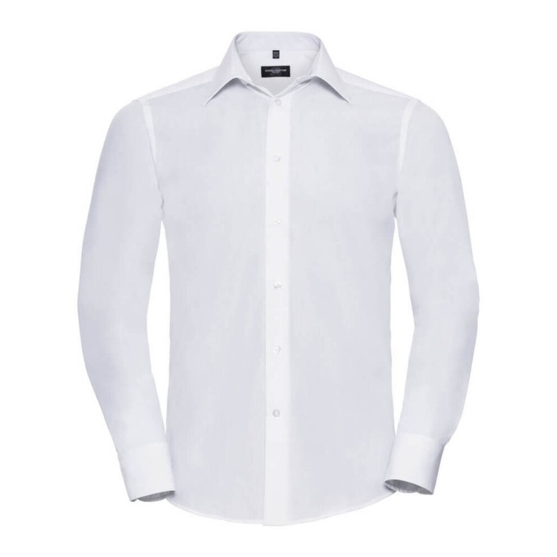 Chemise manches longues homme cintrée, col Kent, 115 g/m²