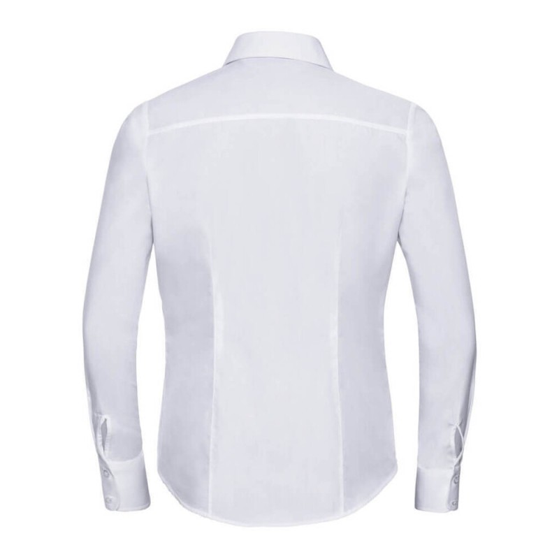 Chemise manches longues femme ajustée, col classique, 115 g/m²