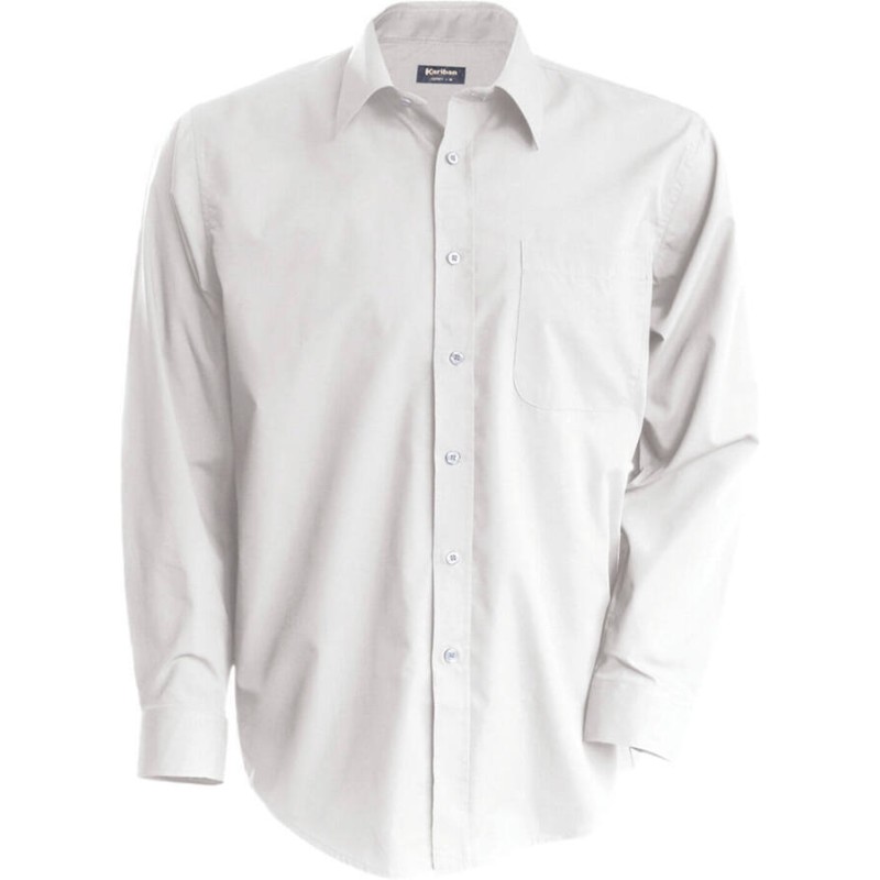 Chemise homme manches longues en coton sans repassage, 115 g/m²