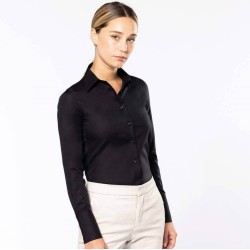 Chemise femme manches longues en coton sans repassage, 115 g/m²