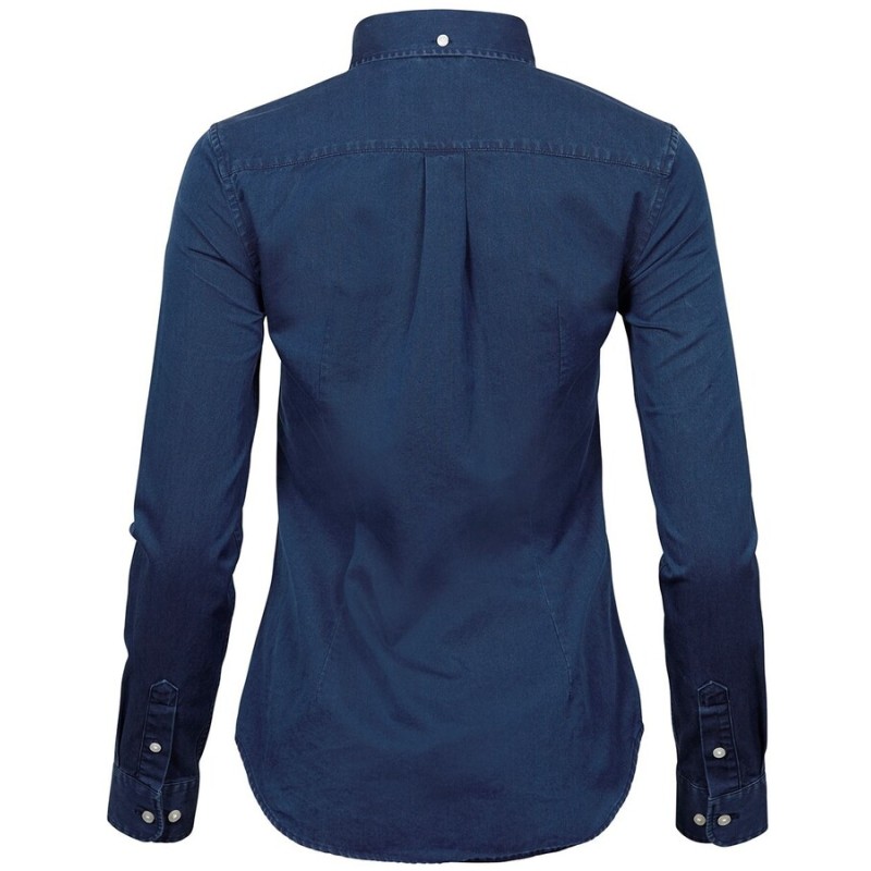 Chemise jean femme ajustée en coton sergé, 166 g/m²