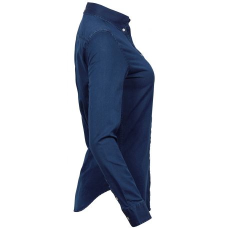 Chemise jean femme ajustée en coton sergé, 166 g/m²