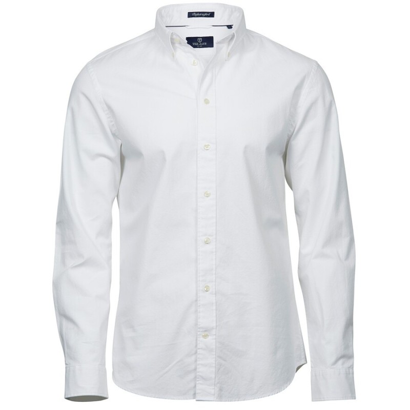 Chemise homme ajustée en coton teint et lavé, 166 g/m²