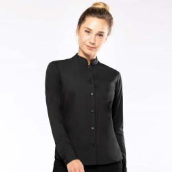 Chemise col mao manches longues pour femme, 110 g/m²