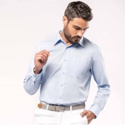 Chemise homme manches longues, boutons ton sur ton, 110 g/m²