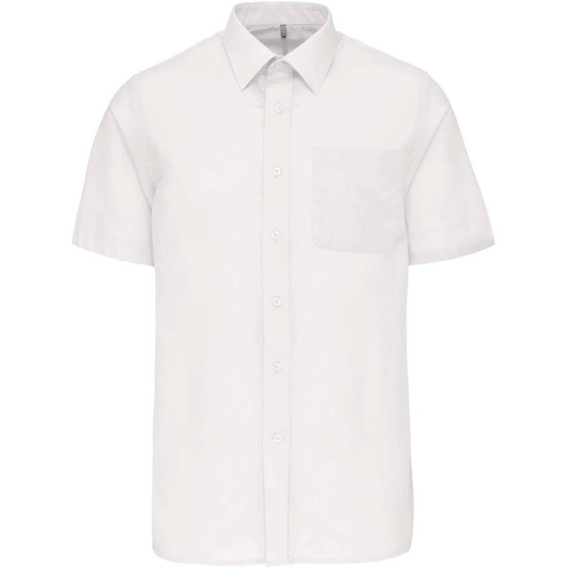 Chemise homme manches courtes, boutons ton sur ton, 110 g/m²