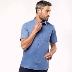 Chemise homme manches courtes, boutons ton sur ton, 110 g/m²