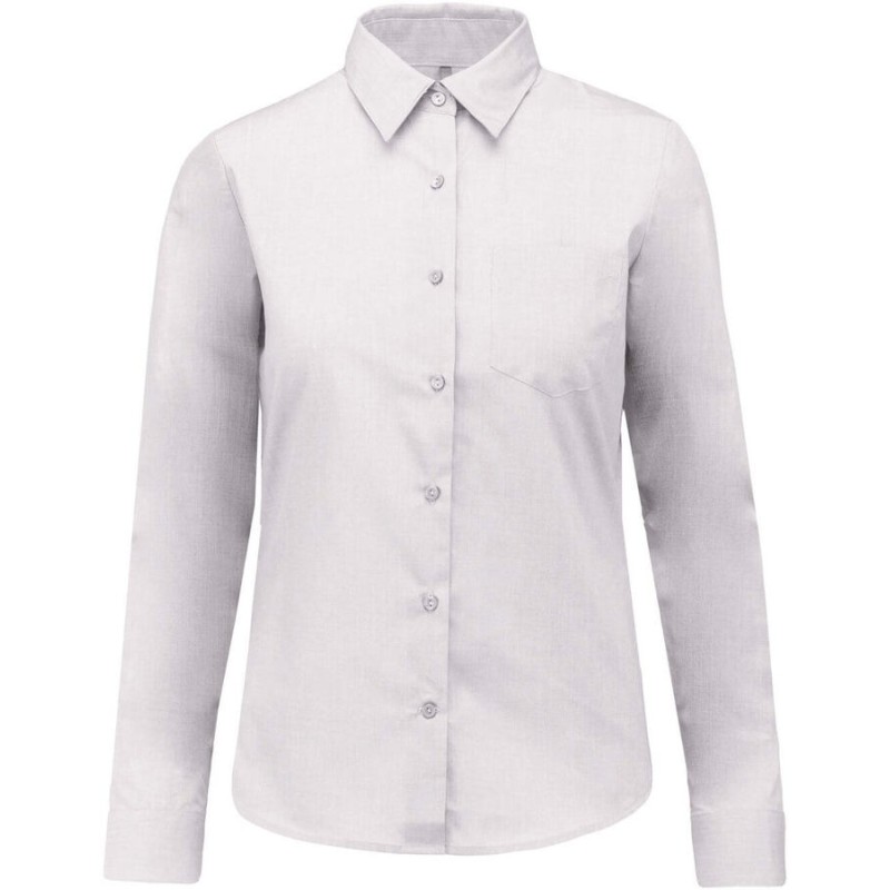 Chemise femme manches longues, boutons ton sur ton, 110 g/m²