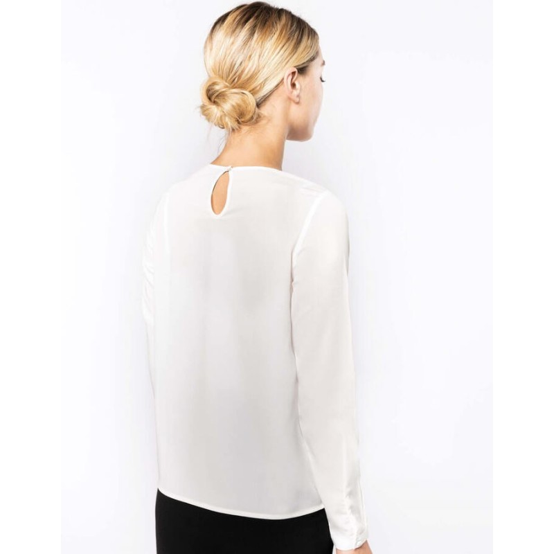 Blouse crêpe manches longues femme fluide et légère