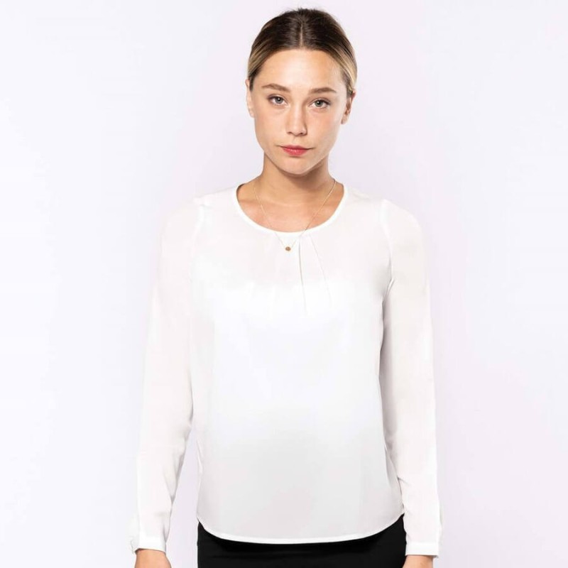 Blouse crêpe manches longues femme fluide et légère