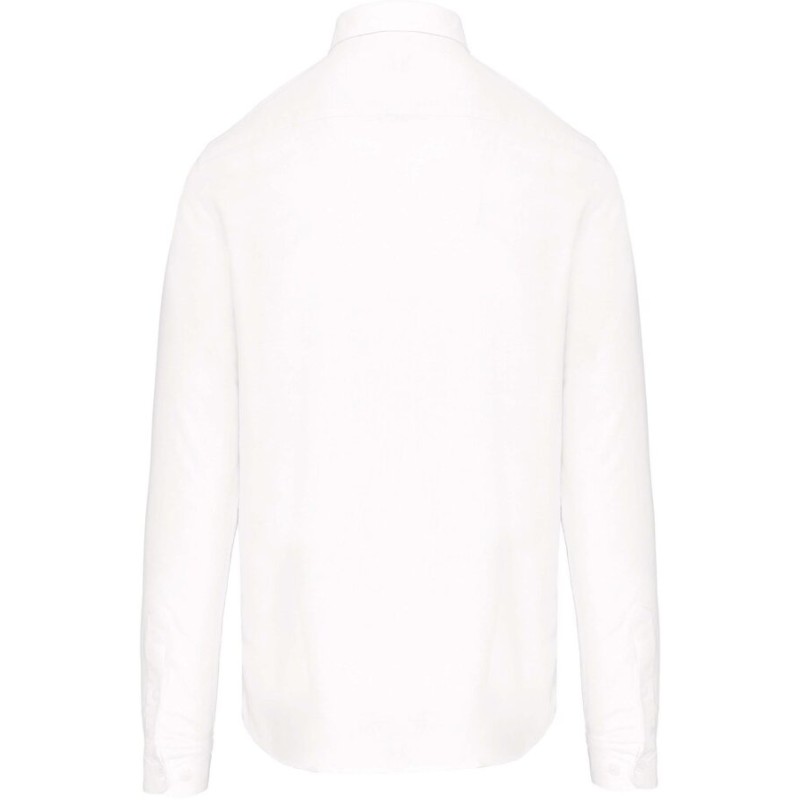  Chemise oxford lavée manches longues, poche poitrine, 135 g/m²