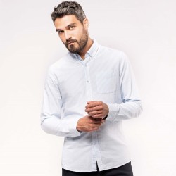  Chemise oxford lavée manches longues, poche poitrine, 135 g/m²