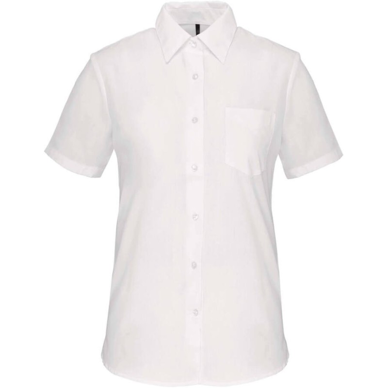 Chemise femme manches courtes, boutons ton sur ton, 110 g/m²