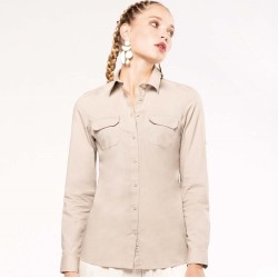 Chemise safari manches longues femme au look tendance et décontracté