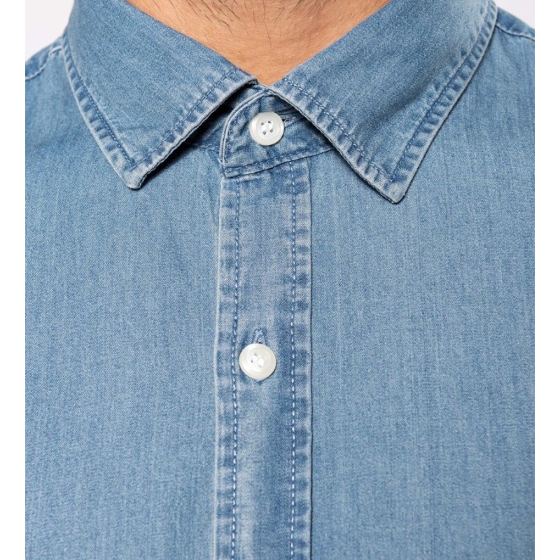 Chemise denim homme souple et confortable, coupe ajustée, 160 g/m²