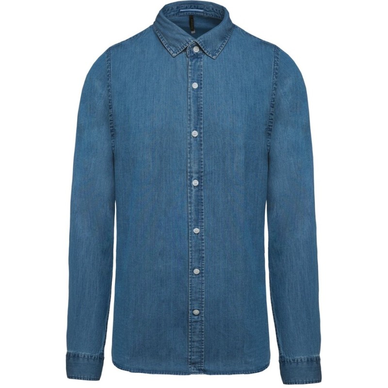 Chemise denim homme souple et confortable, coupe ajustée, 160 g/m²