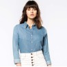 Chemise denim femme souple et confortable, coupe ajustée, 160 g/m²