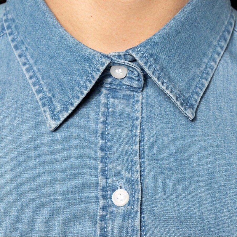 Chemise denim femme souple et confortable, coupe ajustée, 160 g/m²