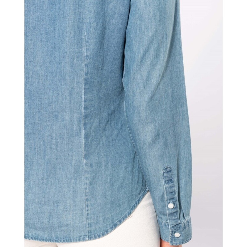 Chemise denim femme souple et confortable, coupe ajustée, 160 g/m²