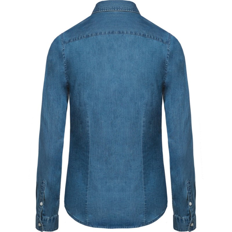 Chemise denim femme souple et confortable, coupe ajustée, 160 g/m²