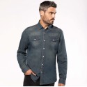 Chemise denim aspect délavé homme, excellente imprimabilité, 150 g/m²