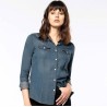 Chemise denim aspect délavé femme, excellente imprimabilité, 150 g/m²