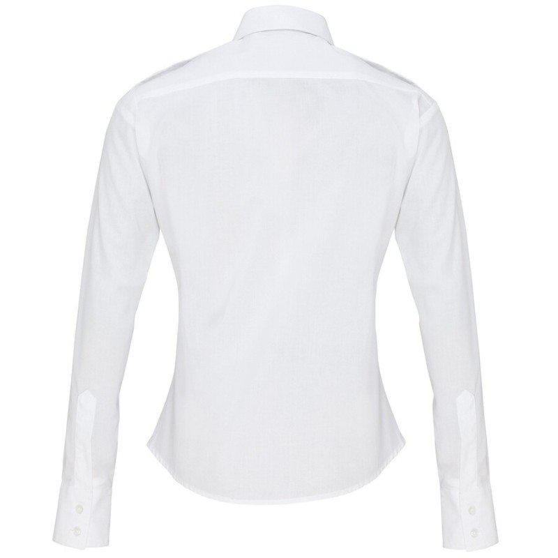 Chemise Pilote femme manches longues lisse et résistante, 115 g/m²