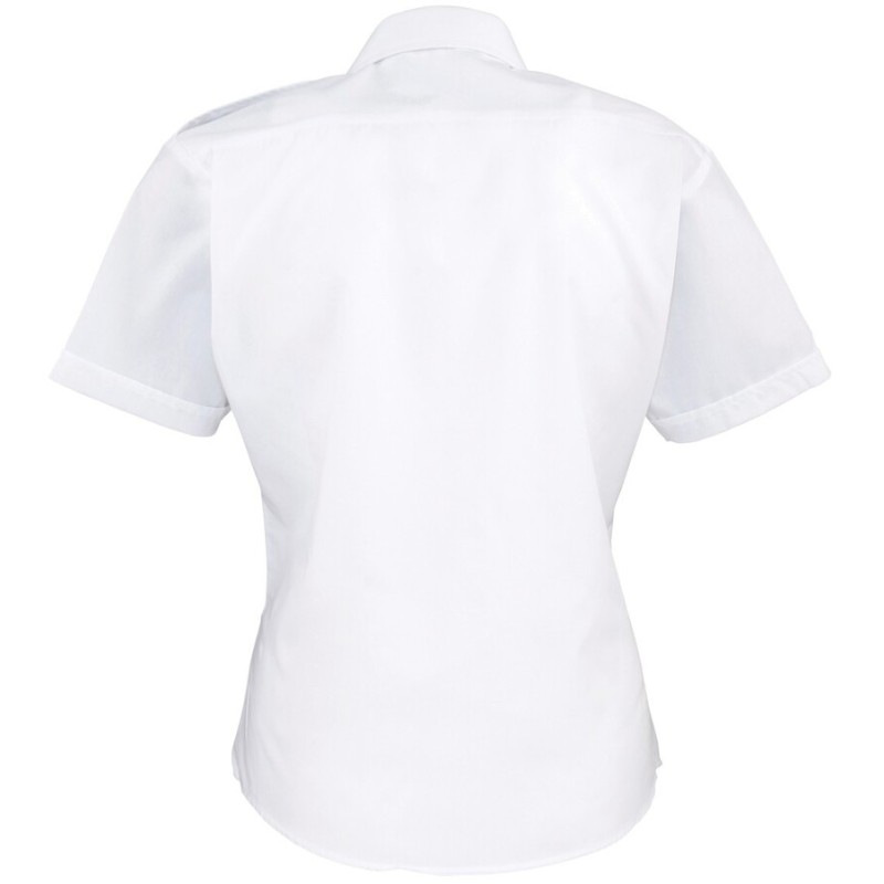 Chemise Pilote femme manches courtes lisse et résistante, 115 g/m²