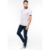 Jean basic en coton bleu denim vieilli moderne et confortable, 390 g/m²