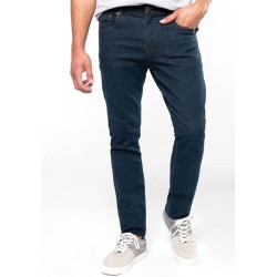 Jean basic en coton bleu denim vieilli moderne et confortable, 390 g/m²