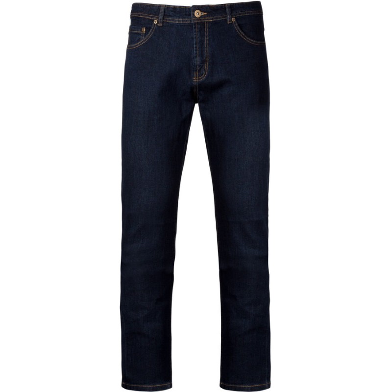 Jean basic en coton bleu denim vieilli moderne et confortable, 390 g/m²
