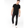 Jean basic en coton noir denim vieilli moderne et confortable, 390 g/m²