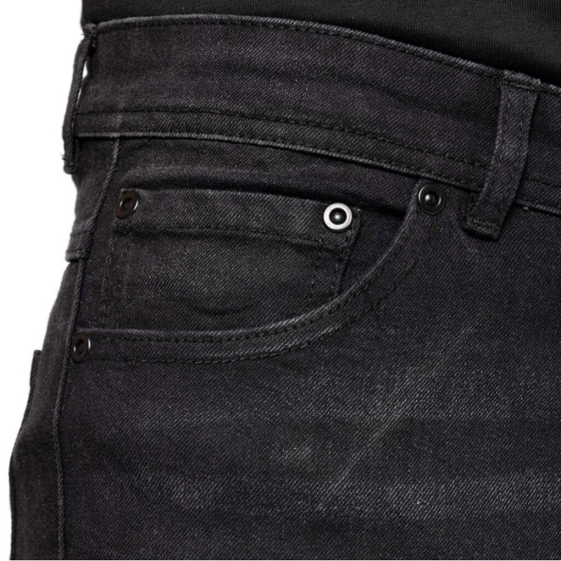 Jean basic en coton noir denim vieilli moderne et confortable, 390 g/m²