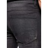 Jean basic en coton noir denim vieilli moderne et confortable, 390 g/m²