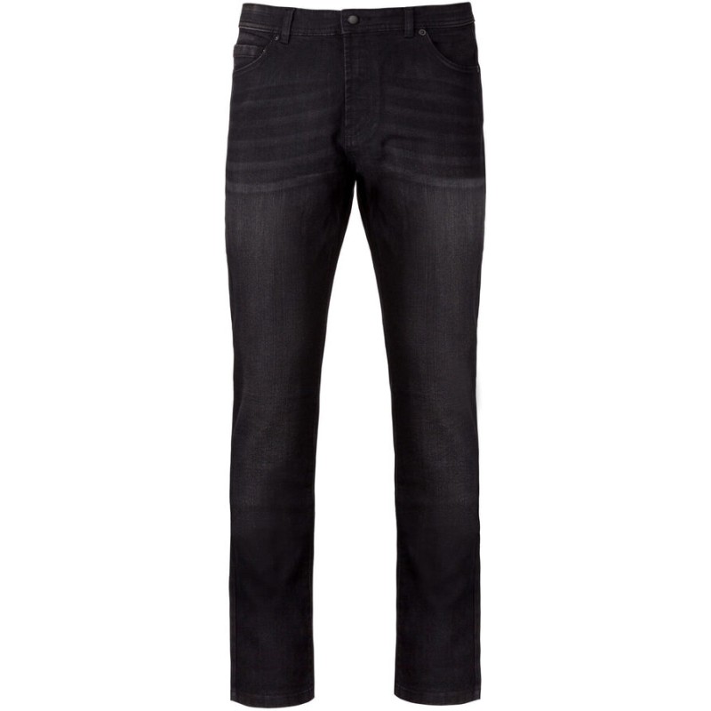 Jean basic en coton noir denim vieilli moderne et confortable, 390 g/m²