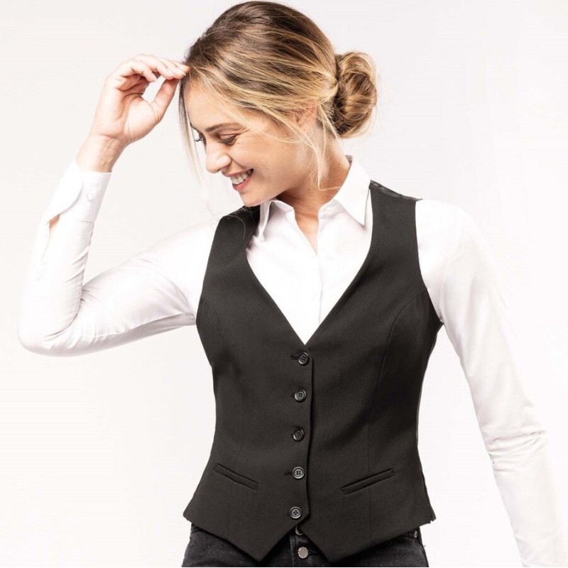 Gilet de service femme coupe ajustée pour un tomber parfait, 220 g/m²