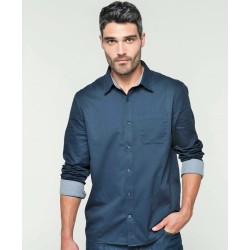 Chemise homme manches longues décontractée en coton doux, 155 g/m²