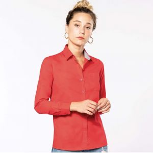 Chemise femme manches longues décontractée en coton doux, 155 g/m²