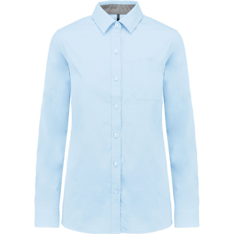 Chemise femme manches longues décontractée en coton doux, 155 g/m²
