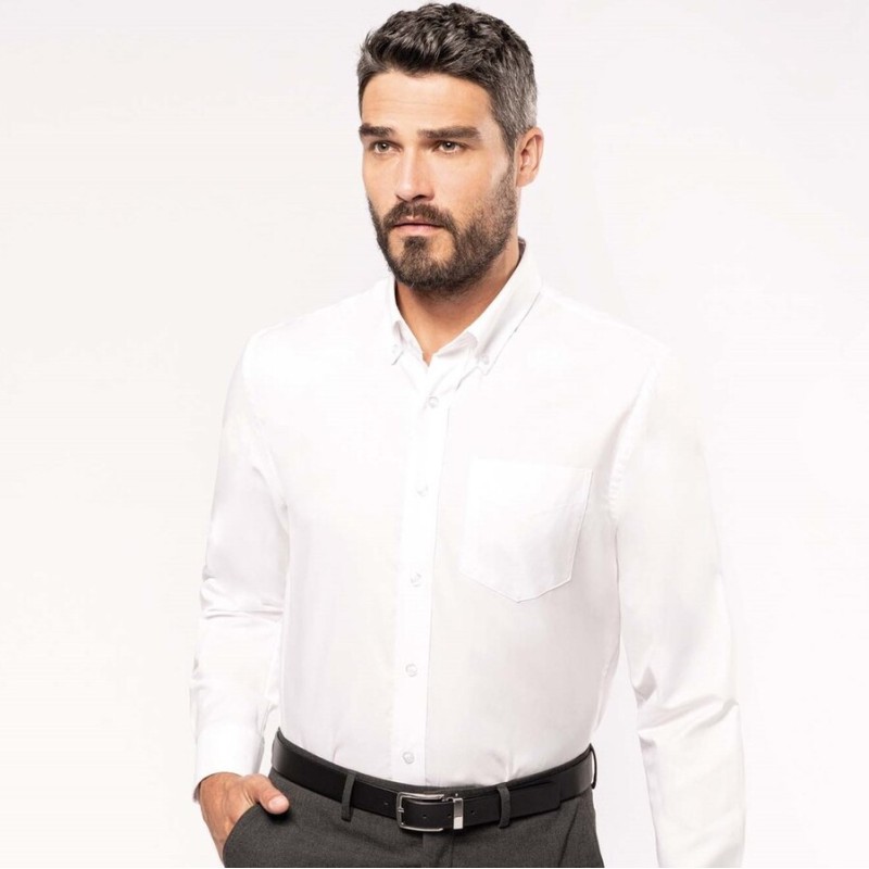 Chemise homme oxford manches longues facile d'entretien, 135 g/m²