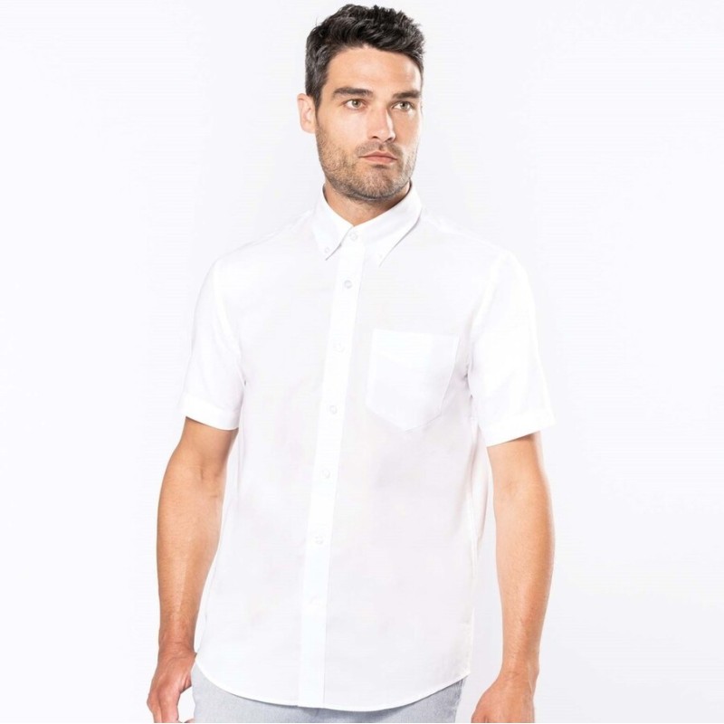 Chemise homme oxford manches courtes facile d'entretien, 135 g/m²