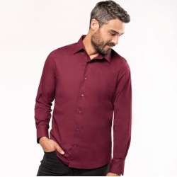 Chemise stretch manches longues pour homme en coton, 120 g/m²
