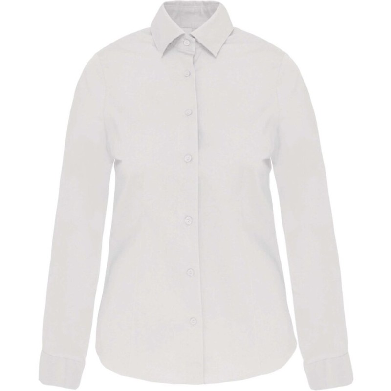 Chemise stretch manches longues pour femme en coton, 120 g/m²