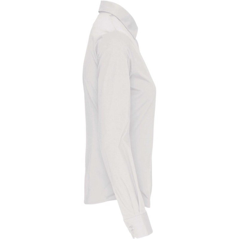 Chemise stretch manches longues pour femme en coton, 120 g/m²