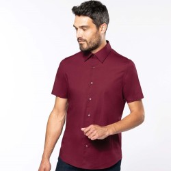 Chemise stretch manches courtes pour homme en coton, 120 g/m²