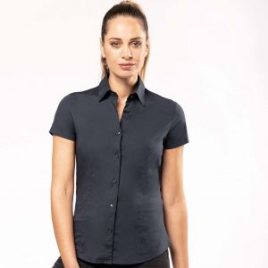 Chemise stretch manches courtes pour femme en coton, 120 g/m²