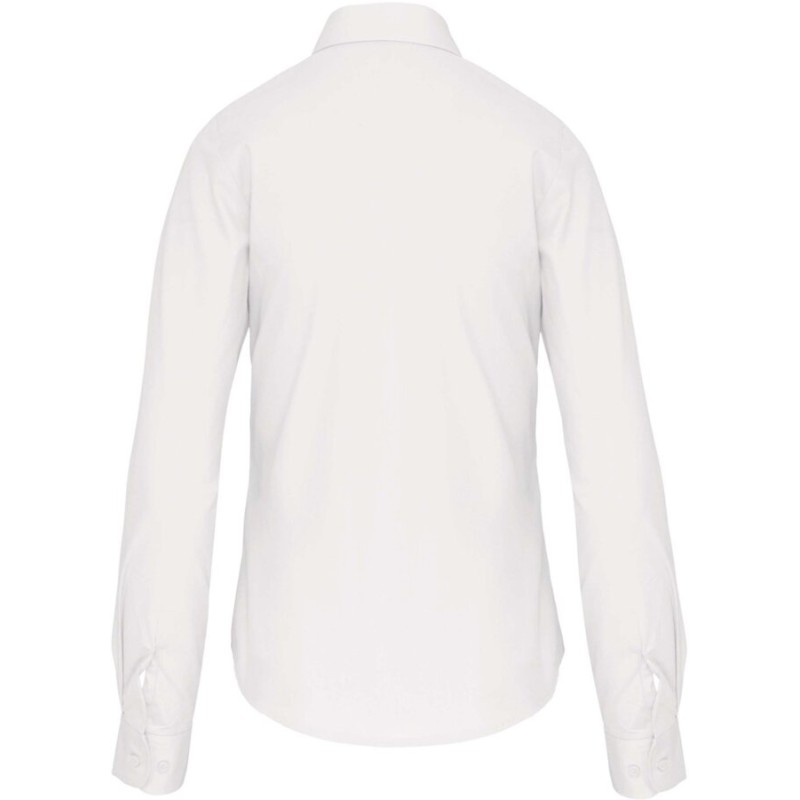 Chemise femme manches longues en popeline de coton souple, 125 g/m²