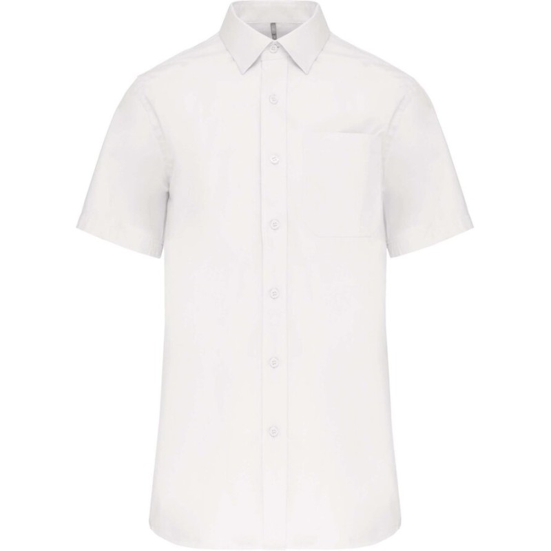 Chemise homme manches courtes en popeline de coton souple, 125 g/m²