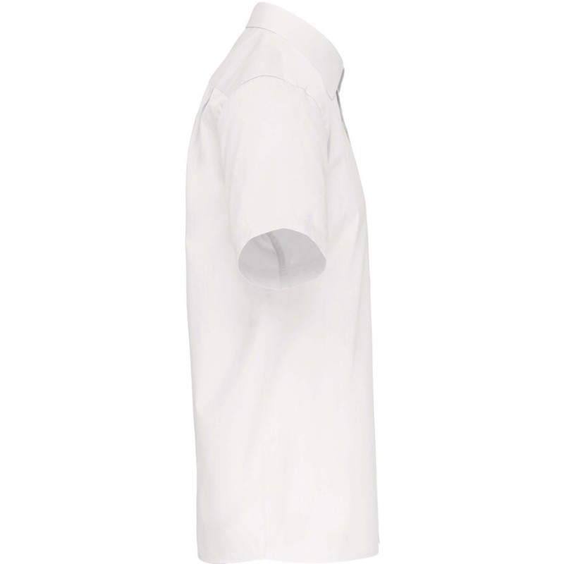 Chemise homme manches courtes en popeline de coton souple, 125 g/m²